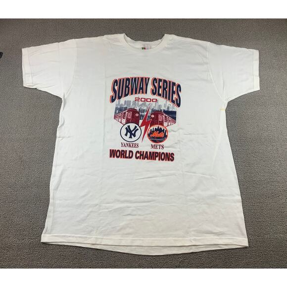 Subway Series 2000 Yankees Mets World Champions Vintage Men's‎ XL T-Shirt MLB - Picture 1 of 11